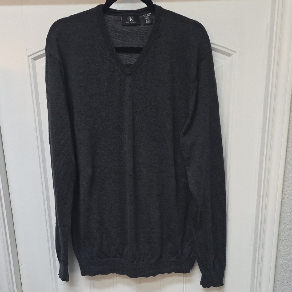 Calvin Klein Men's Charcoal Merino Wool Sweater - Sz XXL